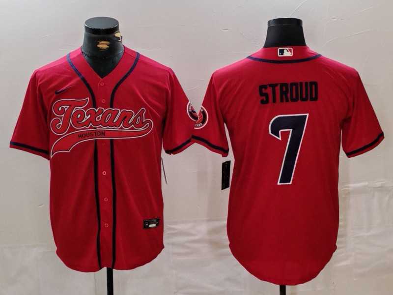 Mens Houston Texans #7 CJ Stroud Red With Patch Cool Base Stitched Baseball Jersey->houston texans->NFL Jersey
